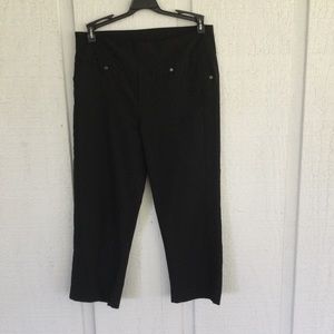 Simon Chang Denim Black Pull On Capri Pants Size 4 #T6